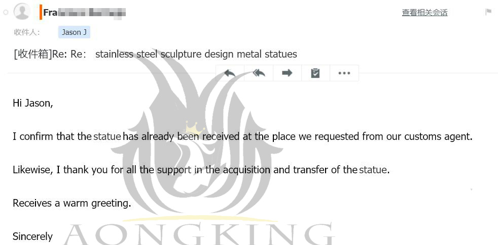 Client comments on stainless steel art sculpture (2)