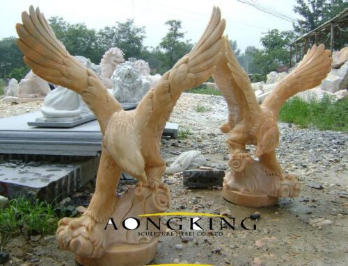 Sunset Red Marble Eagle Statue