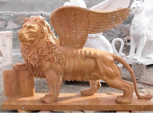 sunset red marble lion