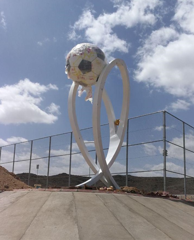 stainless steel Football sculpture process